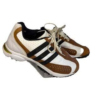 Adidas Mens Size 10 Golf Shoes White Brown Leather Spiked Art No 816147